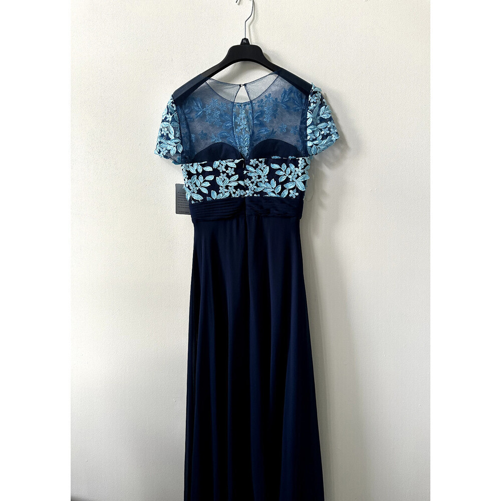 JS Collections Women's Embroidered Bodice Gown Dress In Navy Floral Size 4 $430 - Picture 7 of 14